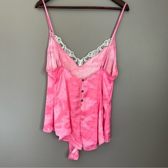 Free People Luella Pink Tie Dye Lace Trim Bodysuit M - Picture 5 of 5